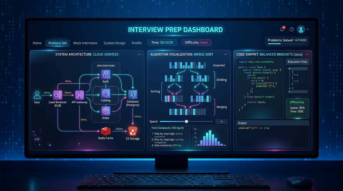Technical Interview Prep With AI: A Full-Stack Training System for Algorithms, System Design, and Behavioral Rounds